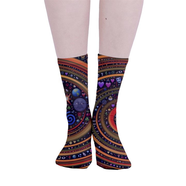 Swirl Vortex Emoji Cyclone Motion Art Smooth Crew Length Tube Socks