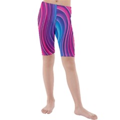 Spiral Swirl Pattern Light Circle Kids  Mid Length Swim Shorts by Ndabl3x