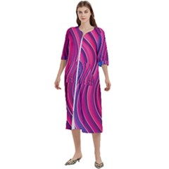 Spiral Swirl Pattern Light Circle Women s Cotton 3/4 Sleeve Nightgown by Ndabl3x