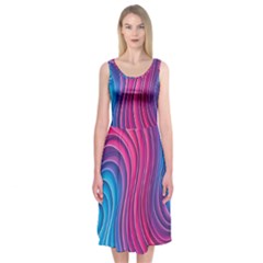 Spiral Swirl Pattern Light Circle Midi Sleeveless Dress by Ndabl3x