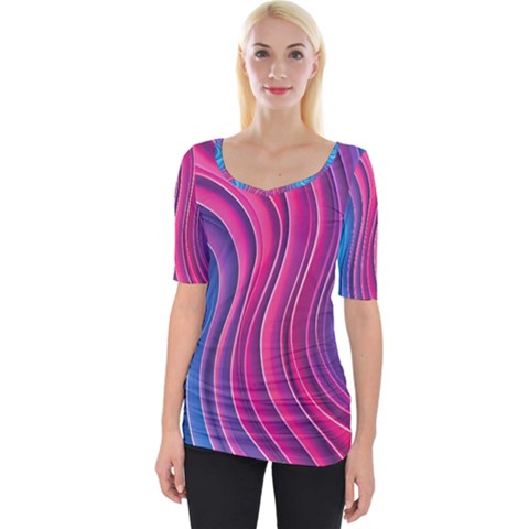 Spiral Swirl Pattern Light Circle Wide Neckline T-shirt by Ndabl3x