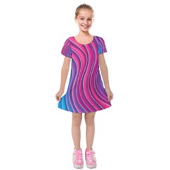 Spiral Swirl Pattern Light Circle Kids  Short Sleeve Velvet Dress