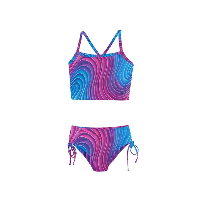 Spiral Swirl Pattern Light Circle Girls  Tankini Swimsuit