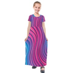 Spiral Swirl Pattern Light Circle Kids  Short Sleeve Maxi Dress by Ndabl3x