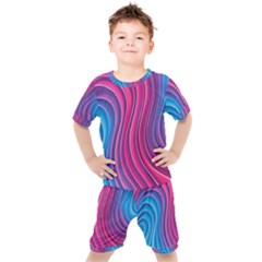 Spiral Swirl Pattern Light Circle Kids  T-shirt And Shorts Set by Ndabl3x