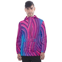 Spiral Swirl Pattern Light Circle Men s Front Pocket Pullover Windbreaker