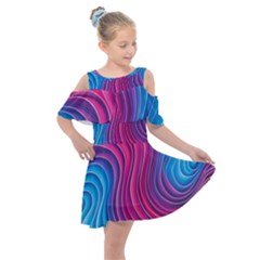 Spiral Swirl Pattern Light Circle Kids  Shoulder Cutout Chiffon Dress by Ndabl3x