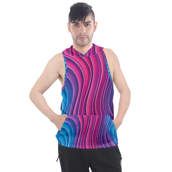 Spiral Swirl Pattern Light Circle Men s Sleeveless Hoodie