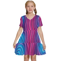 Spiral Swirl Pattern Light Circle Kids  Short Sleeve Tiered Mini Dress by Ndabl3x