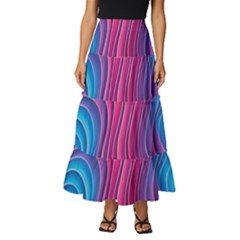 Spiral Swirl Pattern Light Circle Tiered Ruffle Maxi Skirt by Ndabl3x