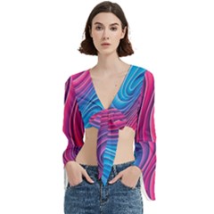 Spiral Swirl Pattern Light Circle Trumpet Sleeve Cropped Top