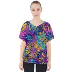 Illustration Graphics Art V-neck Dolman Drape Top