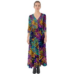 Illustration Graphics Art Button Up Boho Maxi Dress