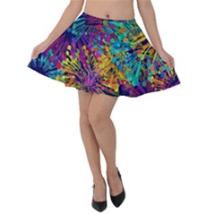 Illustration Graphics Art Velvet Skater Skirt