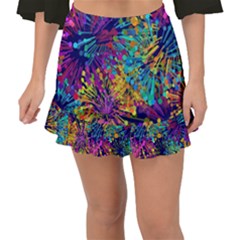 Illustration Graphics Art Fishtail Mini Chiffon Skirt