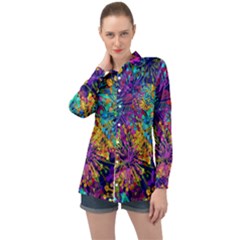 Illustration Graphics Art Long Sleeve Satin Shirt