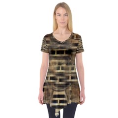 Textures Brown Wood Short Sleeve Tunic  by anzea