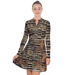 Textures Brown Wood Long Sleeve Panel Dress