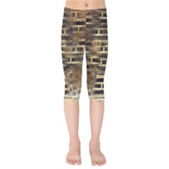 Textures Brown Wood Kids  Capri Leggings 