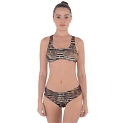 Textures Brown Wood Criss Cross Bikini Set