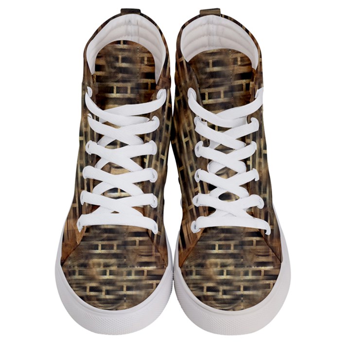 Textures Brown Wood Women s Hi-Top Skate Sneakers