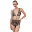 Textures Brown Wood Tied Up Two Piece Swimsuit View1