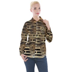 Textures Brown Wood Women s Long Sleeve Pocket Shirt