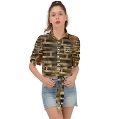 Textures Brown Wood Tie Front Shirt 