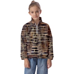 Textures Brown Wood Kids  Half Zip Hoodie