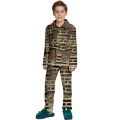 Textures Brown Wood Kids  Long Sleeve Velvet Pajamas Set