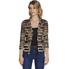 Textures Brown Wood Women s Casual 3/4 Sleeve Spring Jacket by anzea