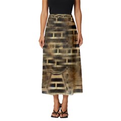 Textures Brown Wood Classic Midi Chiffon Skirt