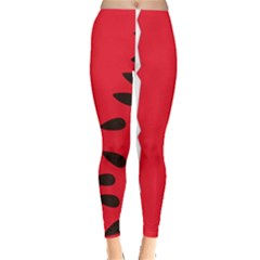 Watermelon Black Green Melon Red Everyday Leggings  by Cemarart