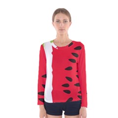 Watermelon Black Green Melon Red Women s Long Sleeve T-shirt