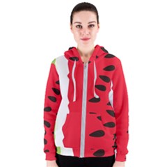 Watermelon Black Green Melon Red Women s Zipper Hoodie