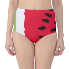 Watermelon Black Green Melon Red Classic High-waist Bikini Bottoms by Cemarart