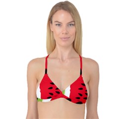 Watermelon Black Green Melon Red Reversible Tri Bikini Top by Cemarart