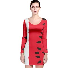 Watermelon Black Green Melon Red Long Sleeve Velvet Bodycon Dress