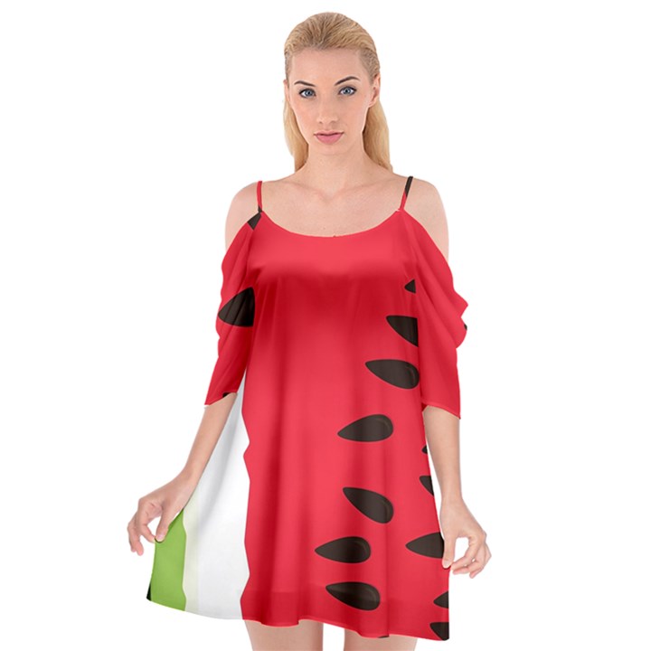 Watermelon Black Green Melon Red Cutout Spaghetti Strap Chiffon Dress