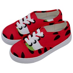 Watermelon Black Green Melon Red Kids  Classic Low Top Sneakers by Cemarart