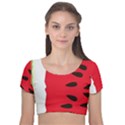 Watermelon Black Green Melon Red Velvet Short Sleeve Crop Top  View1