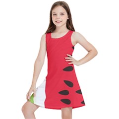 Watermelon Black Green Melon Red Kids  Lightweight Sleeveless Dress by Cemarart