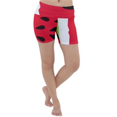 Watermelon Black Green Melon Red Lightweight Velour Yoga Shorts by Cemarart