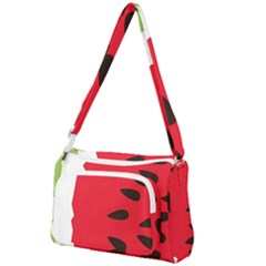 Watermelon Black Green Melon Red Front Pocket Crossbody Bag by Cemarart