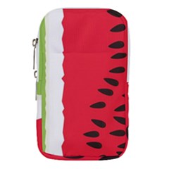 Watermelon Black Green Melon Red Waist Pouch (large) by Cemarart