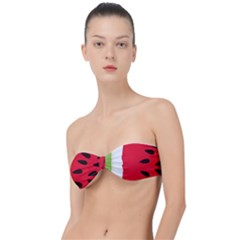 Watermelon Black Green Melon Red Classic Bandeau Bikini Top  by Cemarart