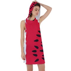 Watermelon Black Green Melon Red Racer Back Hoodie Dress by Cemarart