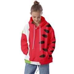 Watermelon Black Green Melon Red Kids  Oversized Hoodie by Cemarart