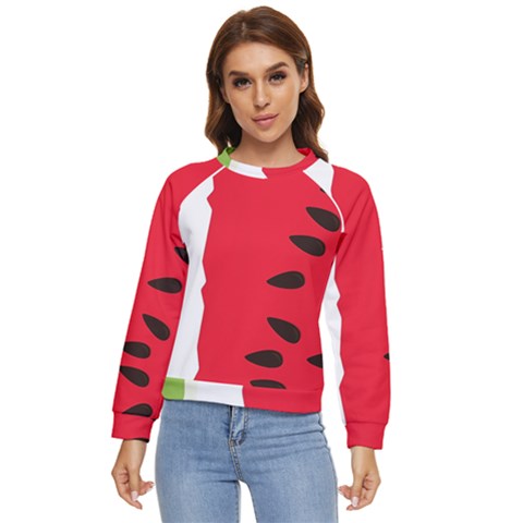 Watermelon Black Green Melon Red Women s Long Sleeve Raglan T-shirt by Cemarart