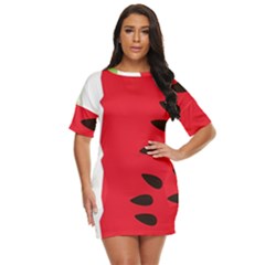 Watermelon Black Green Melon Red Just Threw It On Dress by Cemarart